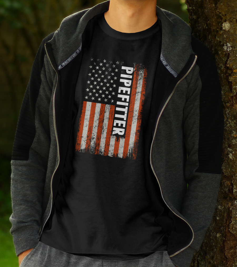 American Flag Pipefitter Patriotic T-Shirt