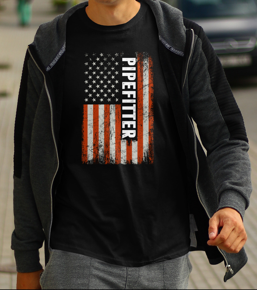 American Flag Pipefitter Patriotic T-Shirt