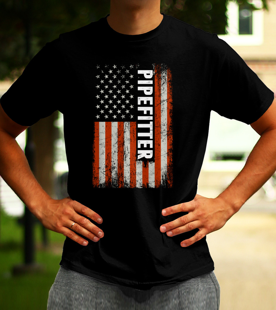American Flag Pipefitter Patriotic T-Shirt