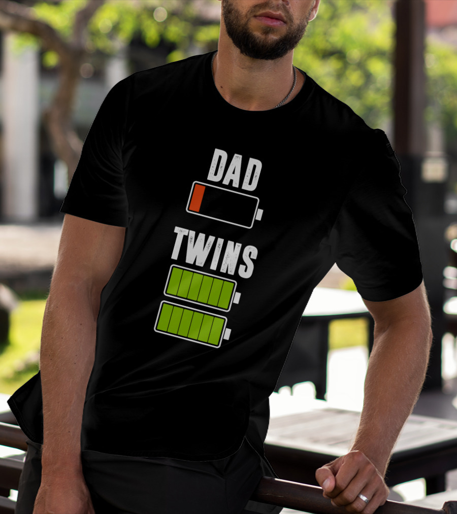 Dad Twins Low High Battery Charged T-Shirt