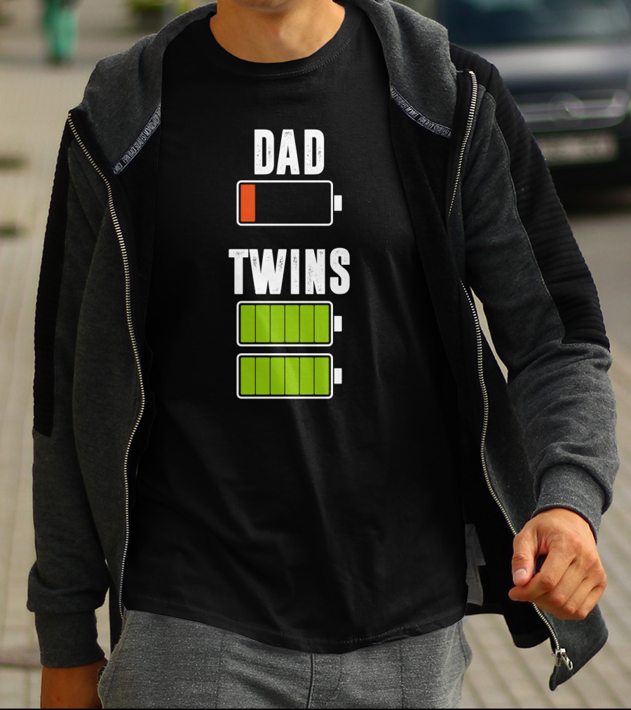 Dad Twins Low High Battery Charged T-Shirt