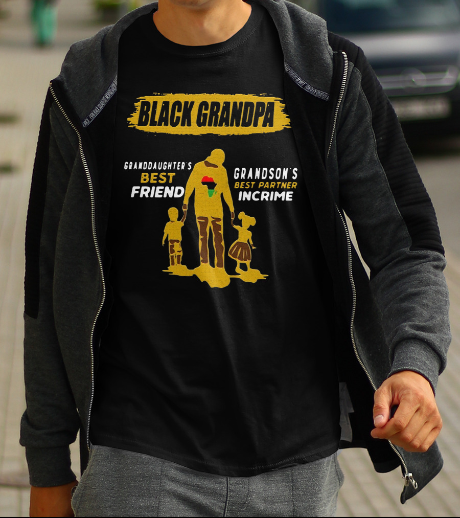 BLACK GRANDPA GRANDDAUGHTER'S BEST FRIEND GRANDSON'S BEST PARTNER IN CRIME T-Shirt