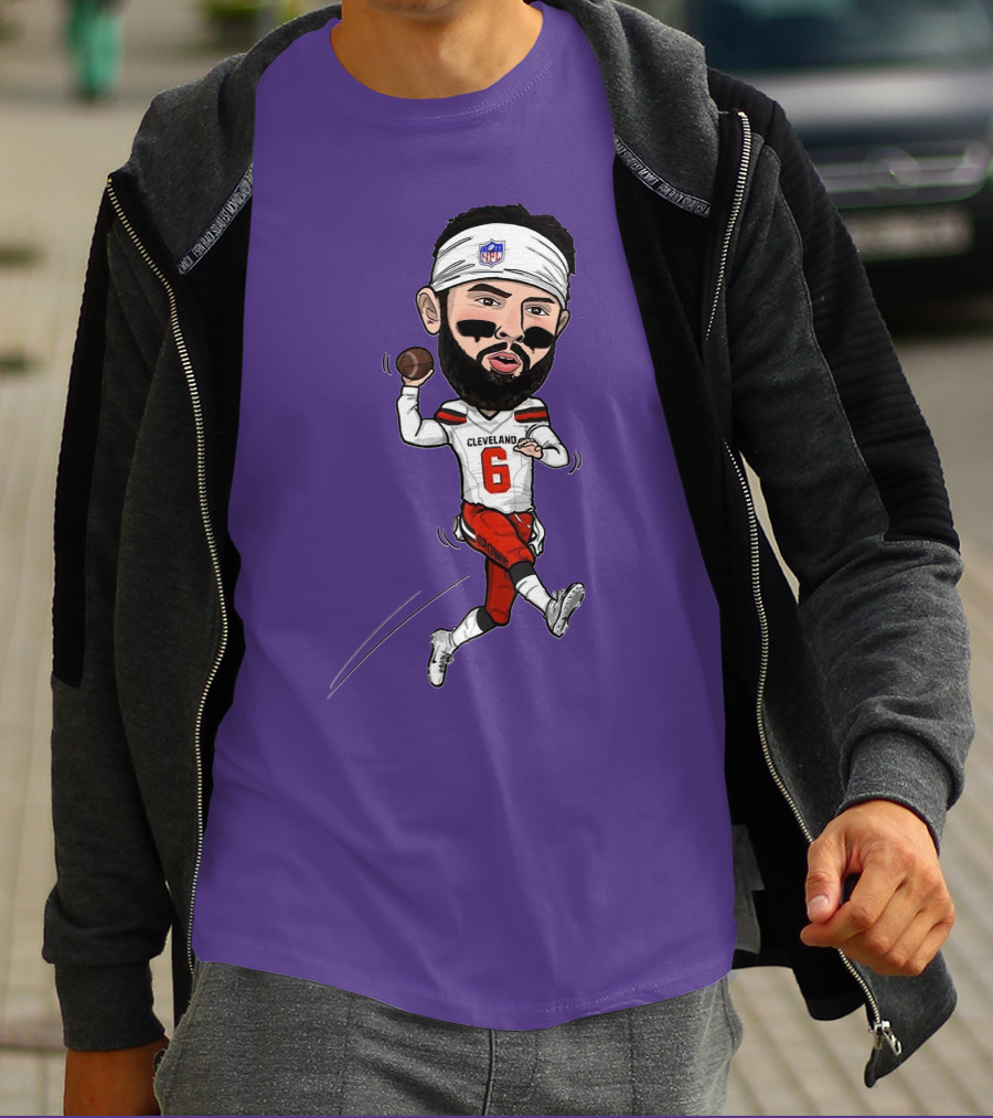 Baker Mayfield Cleveland Browns Football Cartoon Player Number 6 T-Shirt