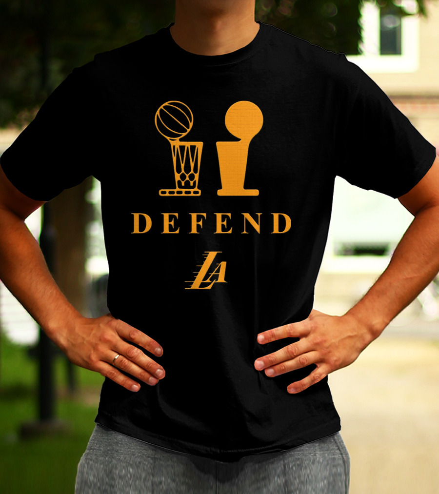 Lebron Lakers LA Defend Trophy Basketball T-Shirt