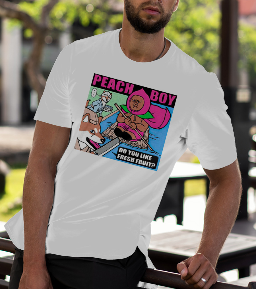 Peach Boy Do You Like Fresh Fruit Toru Owashi Manga-Style Adventure Rafting With Dog And Monkey T-Shirt