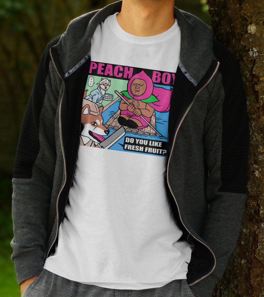 Peach Boy Do You Like Fresh Fruit Toru Owashi Manga-Style Adventure Rafting With Dog And Monkey T-Shirt
