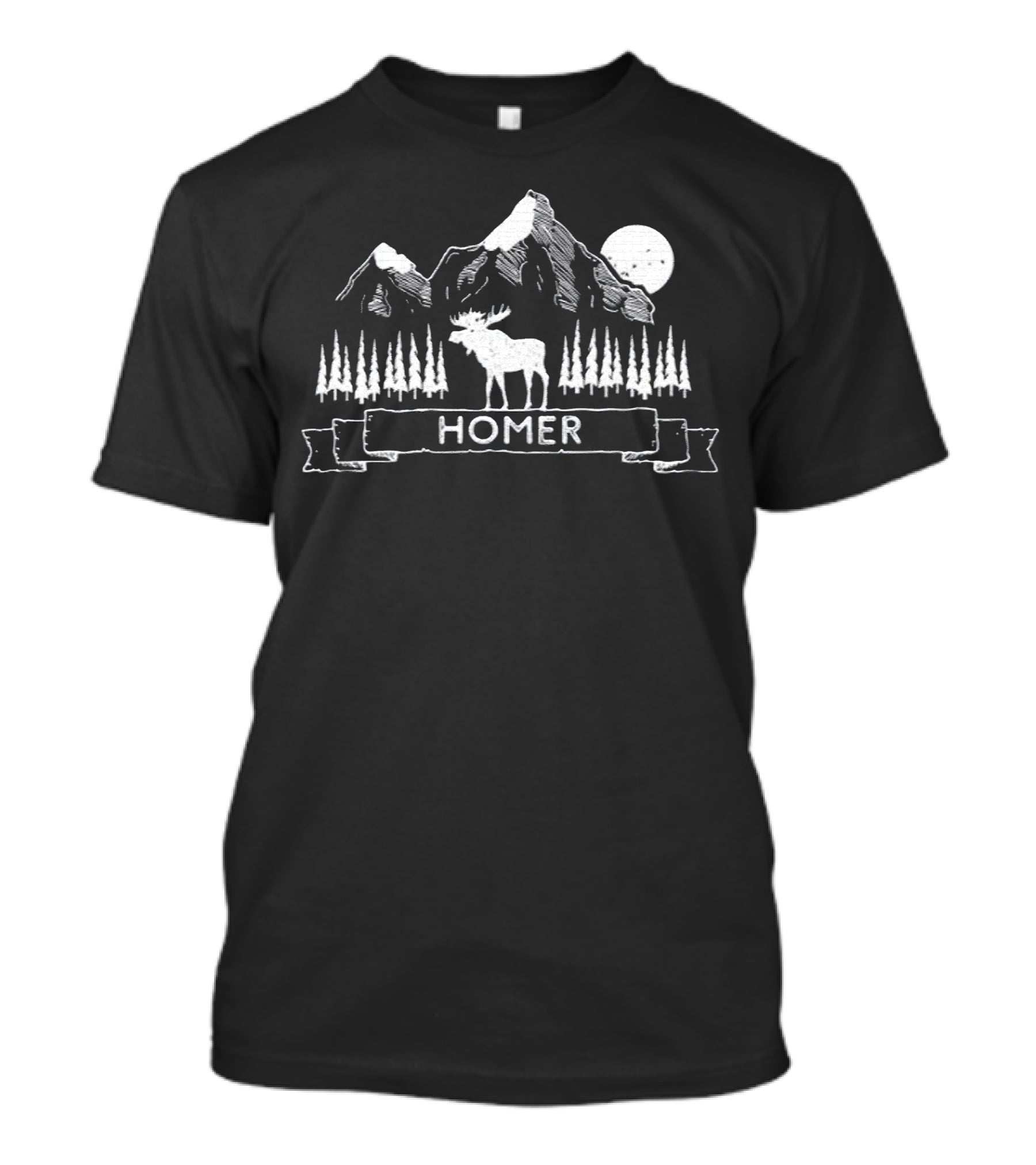 Homer Alaska Cool Homer Moose Mountain Scene T-Shirt
