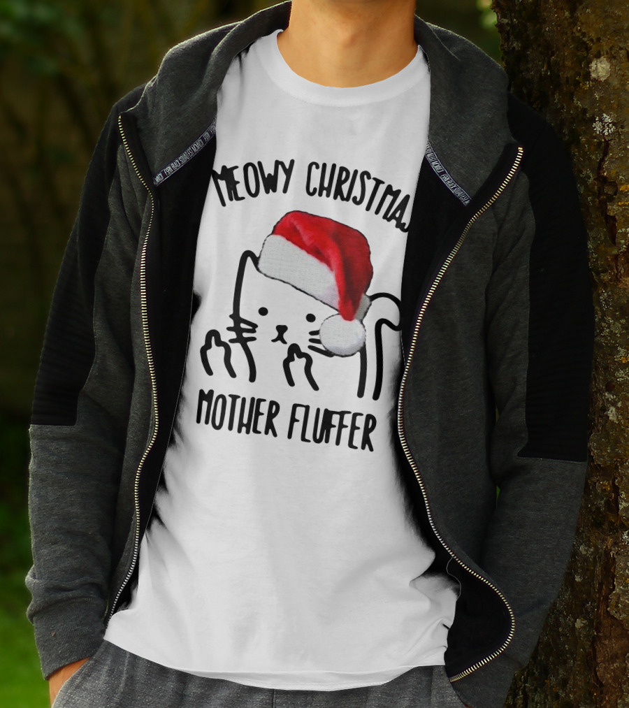 Meowy Christmas Santa Cat Mother Fluffer T-Shirt