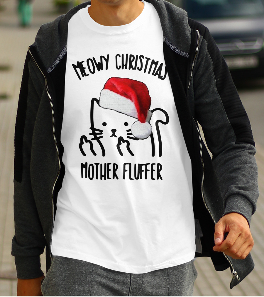 Meowy Christmas Santa Cat Mother Fluffer T-Shirt