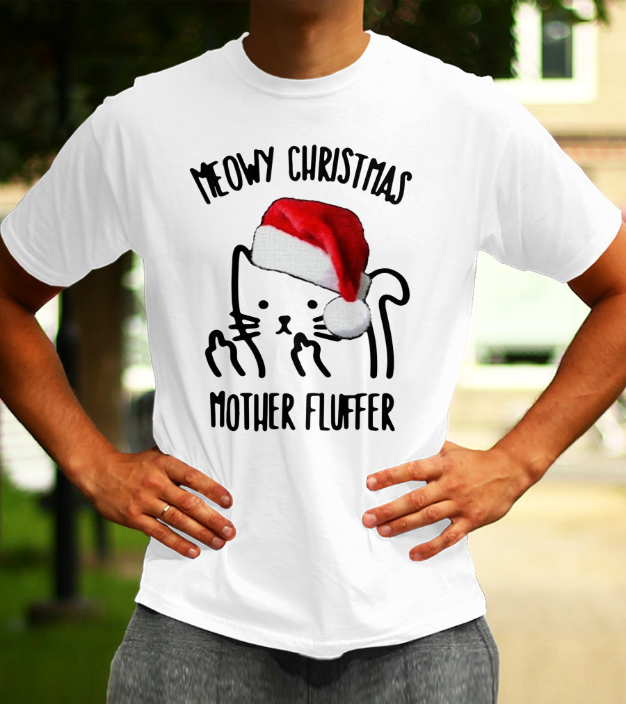 Meowy Christmas Santa Cat Mother Fluffer T-Shirt
