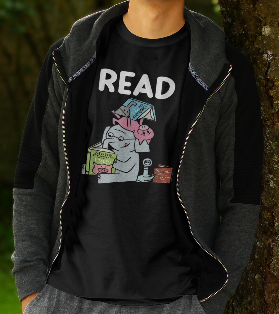 READ Make Friends Pigs Piggie Elephant Pigeons Trix Willems T-Shirt