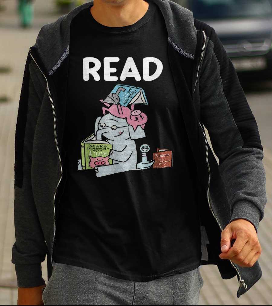 READ Make Friends Pigs Piggie Elephant Pigeons Trix Willems T-Shirt