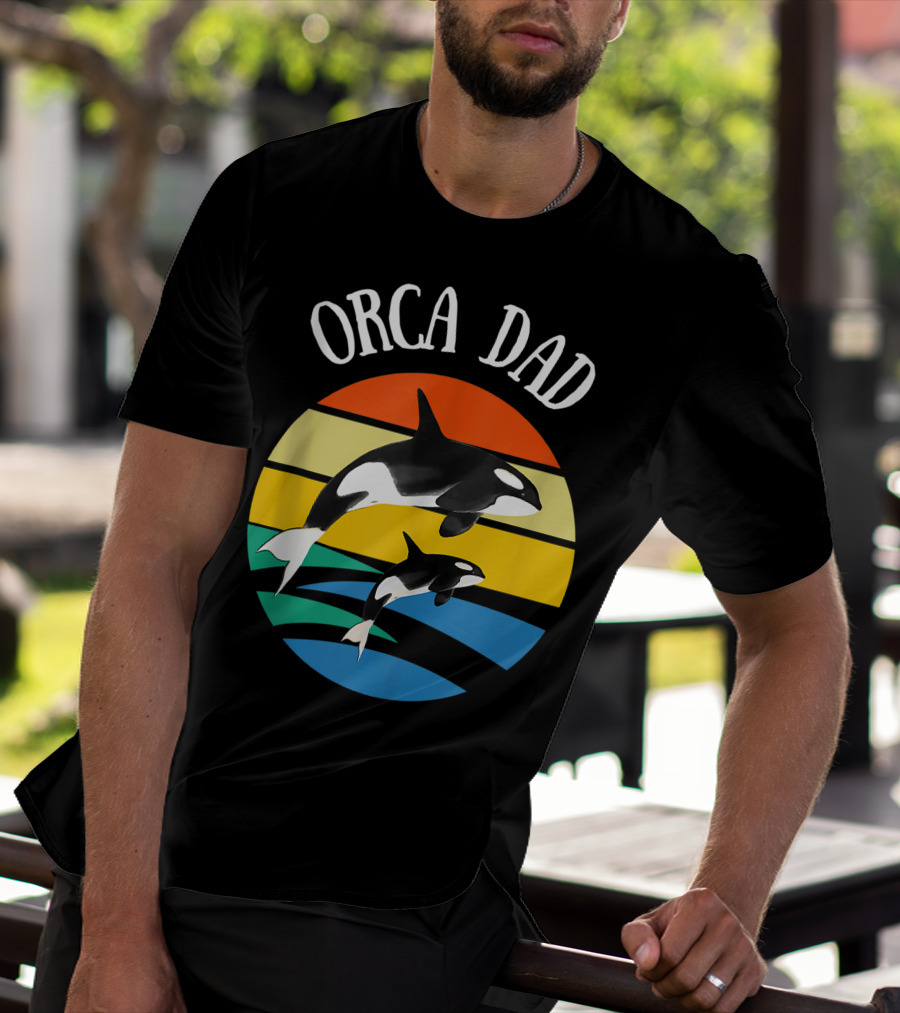 Orca Dad Vintage Sunset 80s T-Shirt