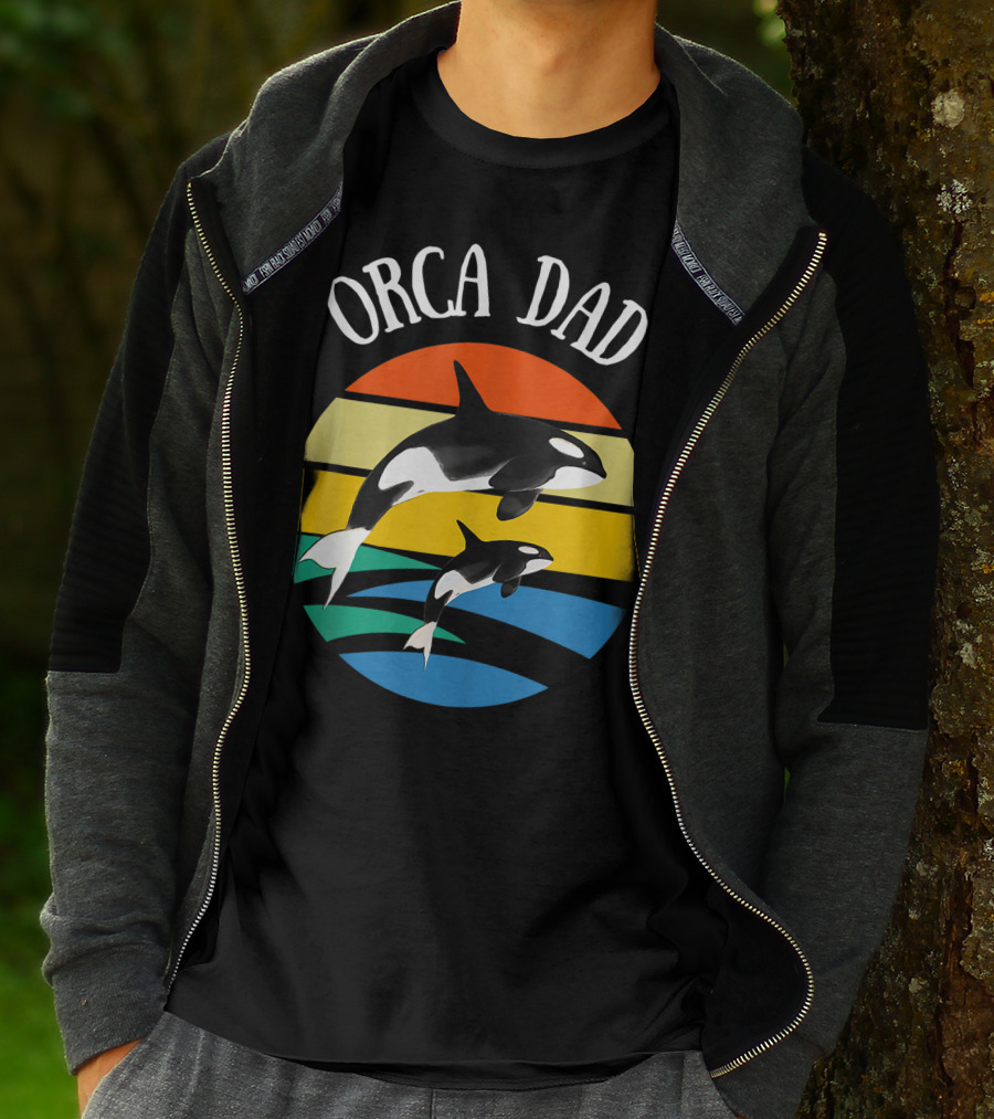Orca Dad Vintage Sunset 80s T-Shirt