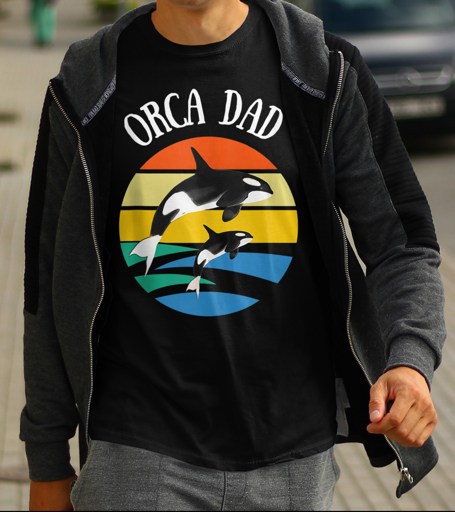 Orca Dad Vintage Sunset 80s T-Shirt