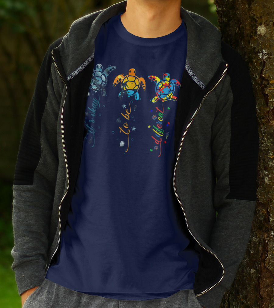 Autism Awareness It's Okay To Be Different Sea Turtle Planet T-Shirt