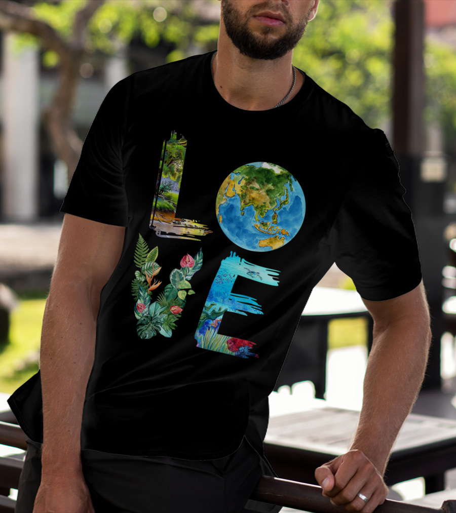 Love The Earth Kids Teacher Earth Day Everyday Environment Nature-Inspired Earth Elements T-Shirt
