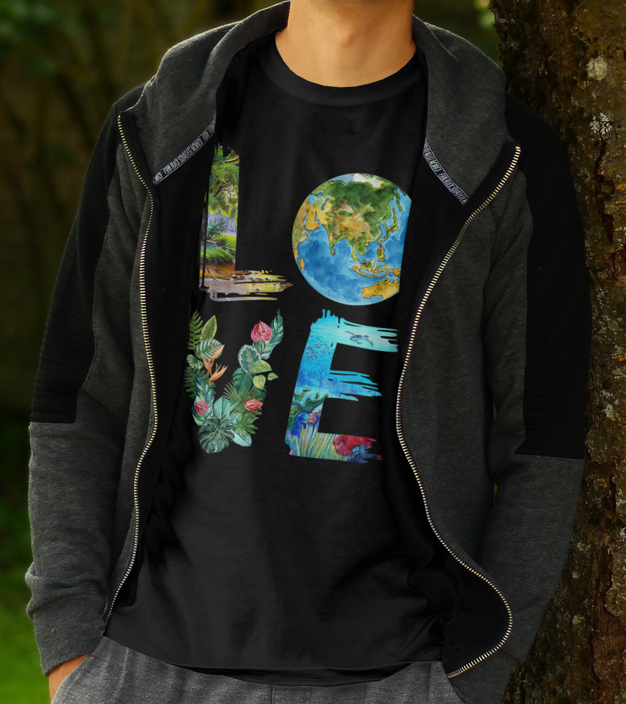 Love The Earth Kids Teacher Earth Day Everyday Environment Nature-Inspired Earth Elements T-Shirt