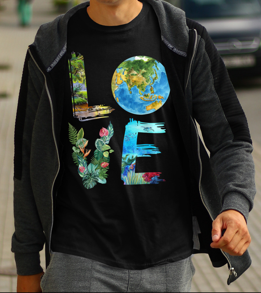 Love The Earth Kids Teacher Earth Day Everyday Environment Nature-Inspired Earth Elements T-Shirt