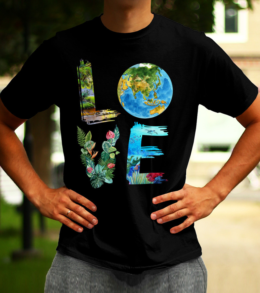 Love The Earth Kids Teacher Earth Day Everyday Environment Nature-Inspired Earth Elements T-Shirt