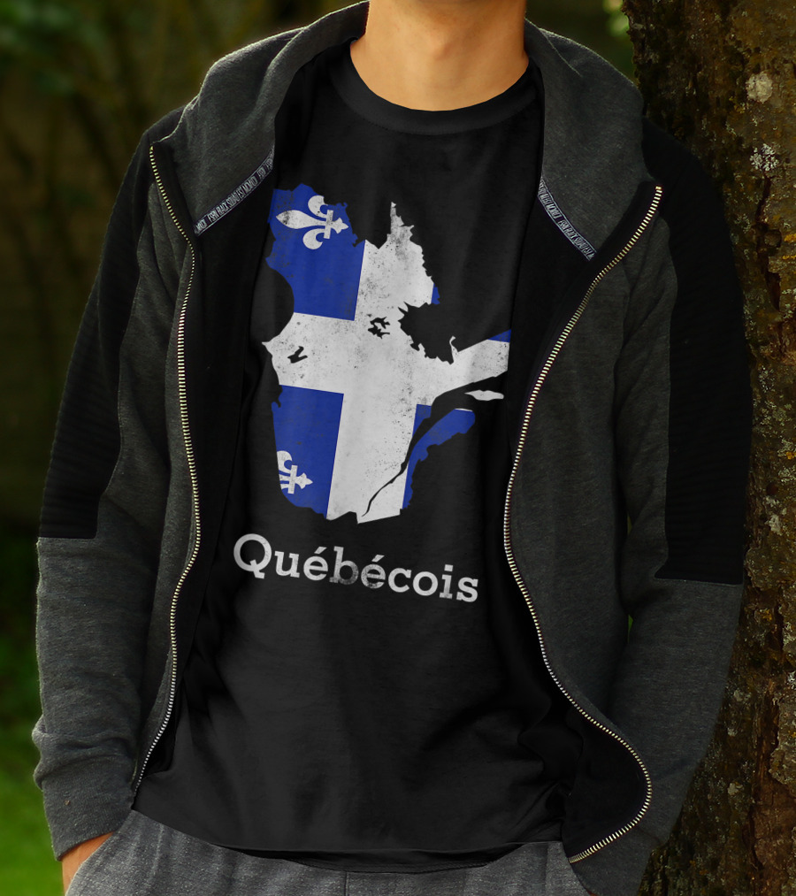 Québecois Province Map Fleur-de-Lis Montreal Quebec Flag T-Shirt