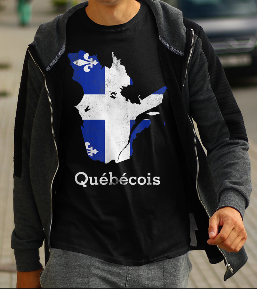 Québecois Province Map Fleur-de-Lis Montreal Quebec Flag T-Shirt