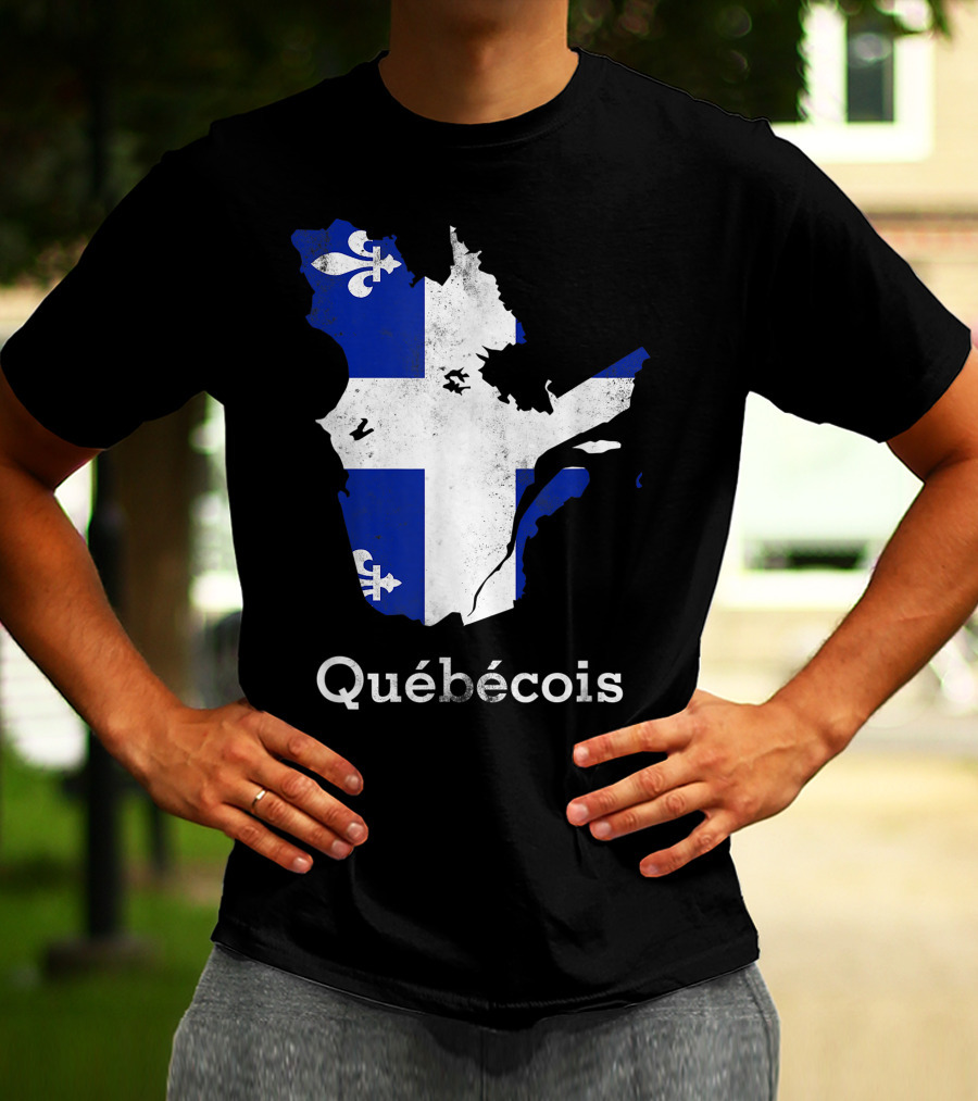 Québecois Province Map Fleur-de-Lis Montreal Quebec Flag T-Shirt