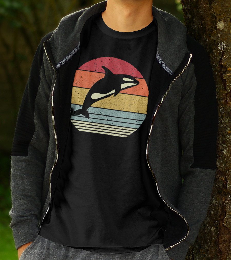 Orca Retro Sunset Style Ocean Stripes T-Shirt