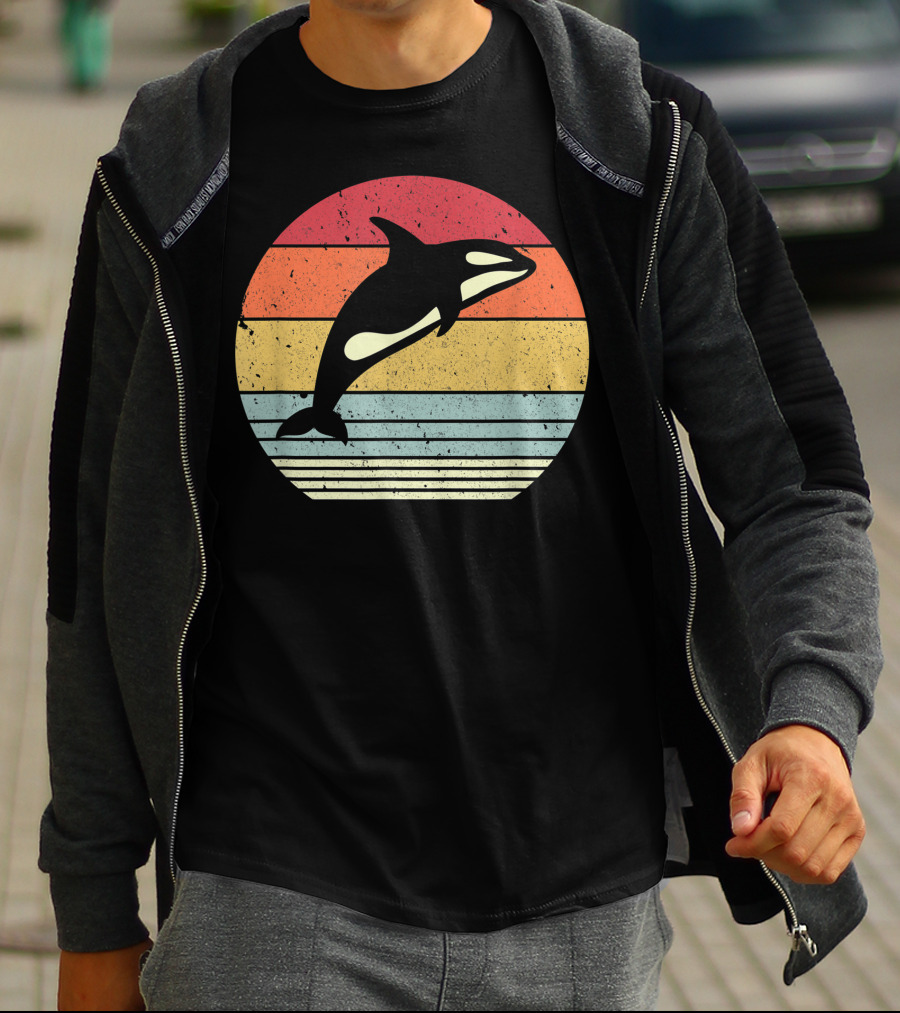 Orca Retro Sunset Style Ocean Stripes T-Shirt