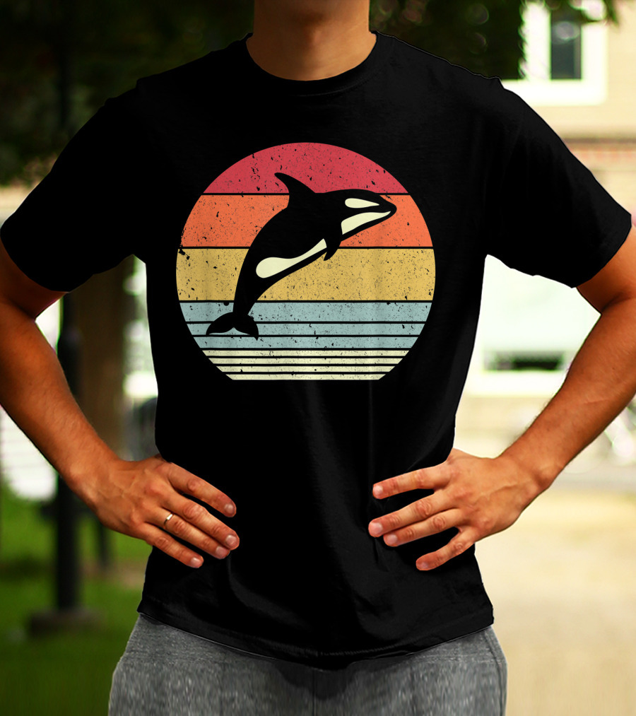 Orca Retro Sunset Style Ocean Stripes T-Shirt