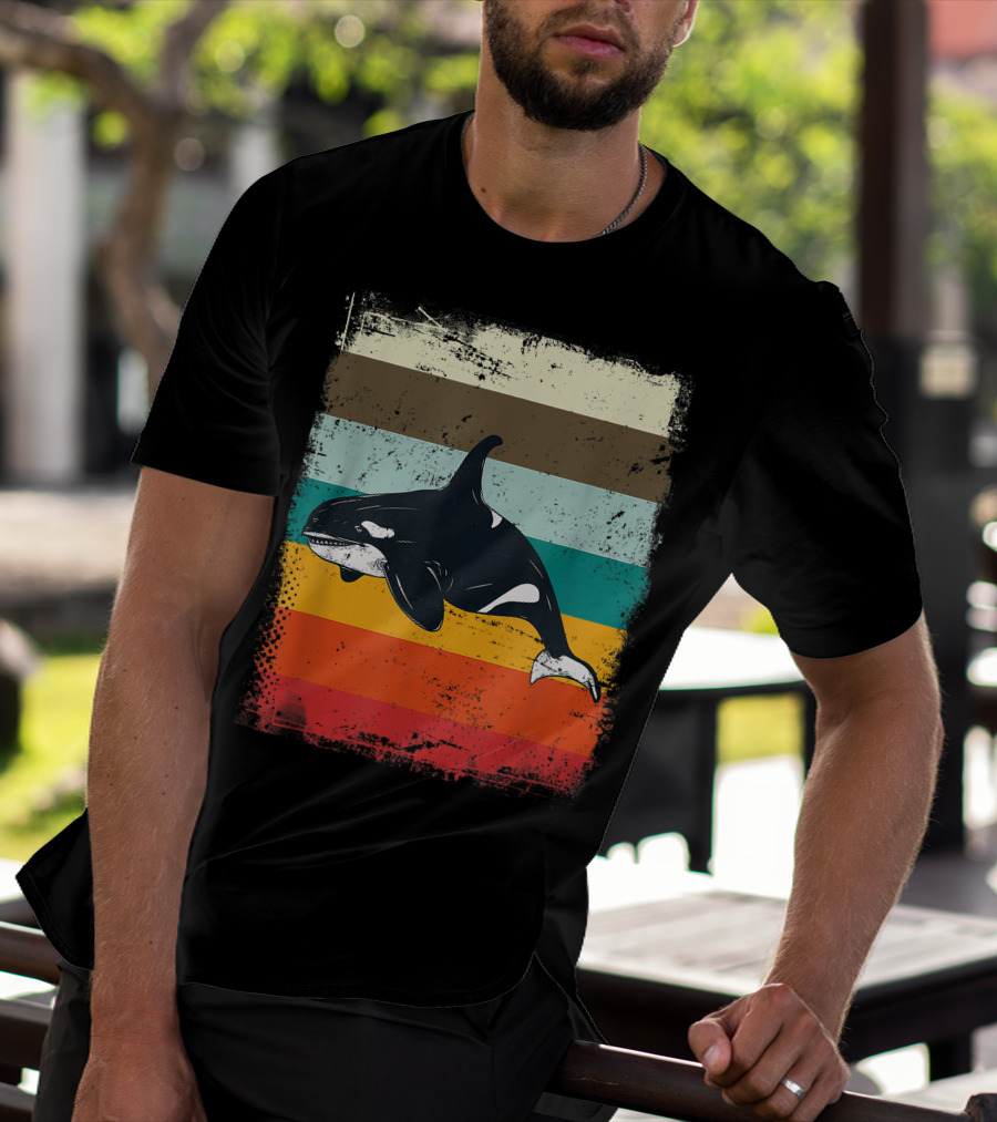 Retro Orca Vintage Stripes T-Shirt