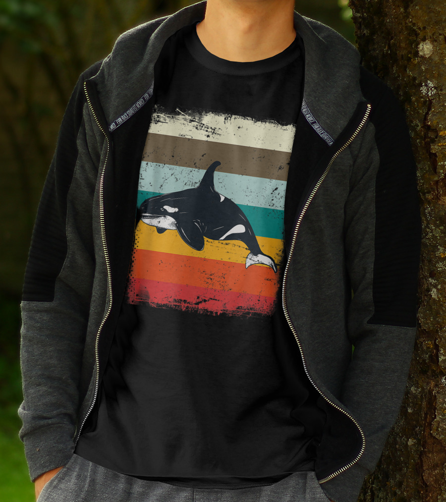 Retro Orca Vintage Stripes T-Shirt