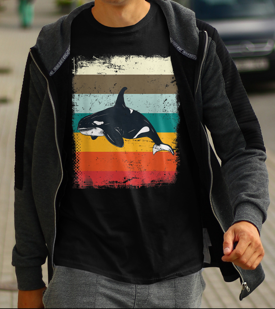 Retro Orca Vintage Stripes T-Shirt