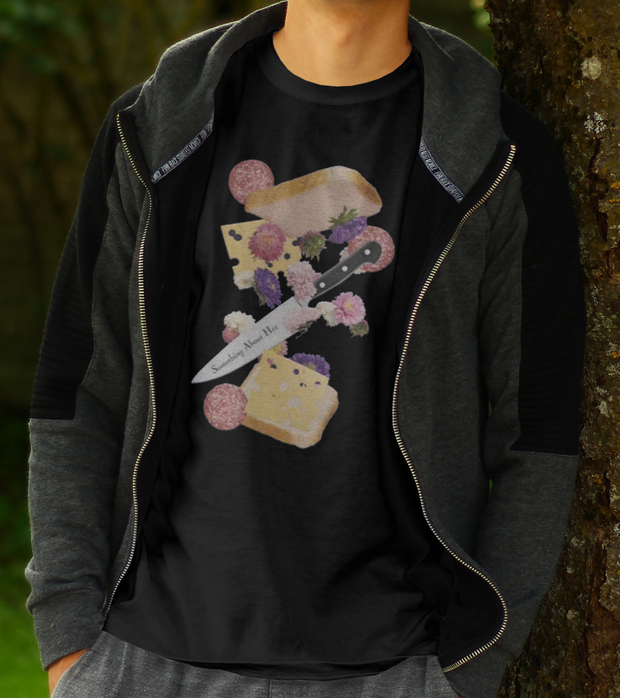 Something About Her Floral Cheese And Bread T-Shirt