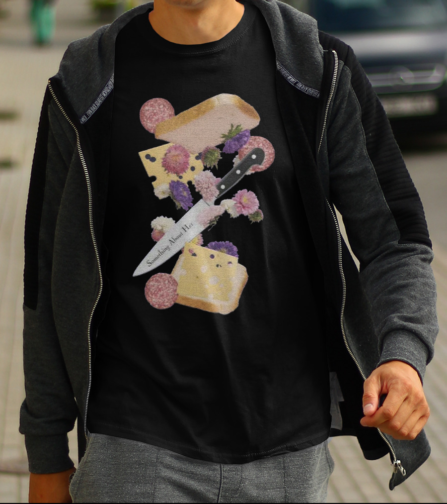 Something About Her Floral Cheese And Bread T-Shirt