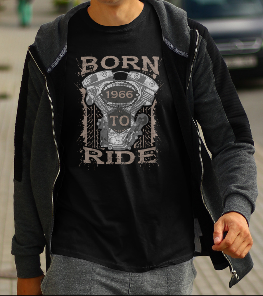 Born To Ride Motorcycle Biker 1966 Engine T-Shirt