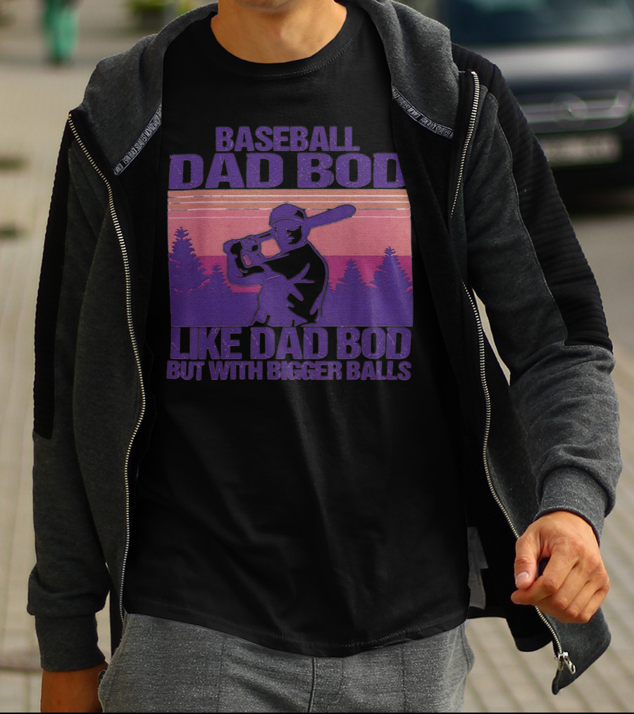 Baseball Dad Bod Like Dad Bod But With Bigger Balls Vintage Sunset Batter T-Shirt