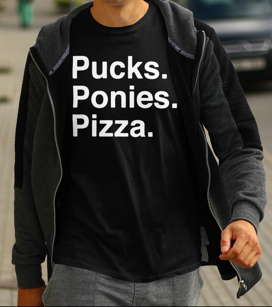 Elio Imbornone Pucks Ponies Pizza Fun T-Shirt