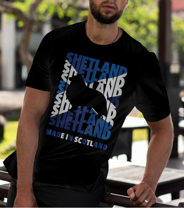 Shetland Silhouette On Scottish Flag Made In Scotland T-Shirt