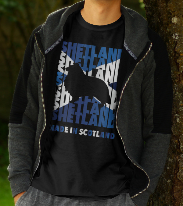 Shetland Silhouette On Scottish Flag Made In Scotland T-Shirt
