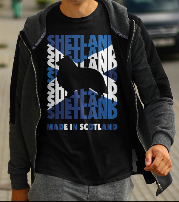 Shetland Silhouette On Scottish Flag Made In Scotland T-Shirt