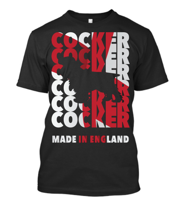 Cocker Spaniel Silhouette With Repeated Text Made In England T-Shirt