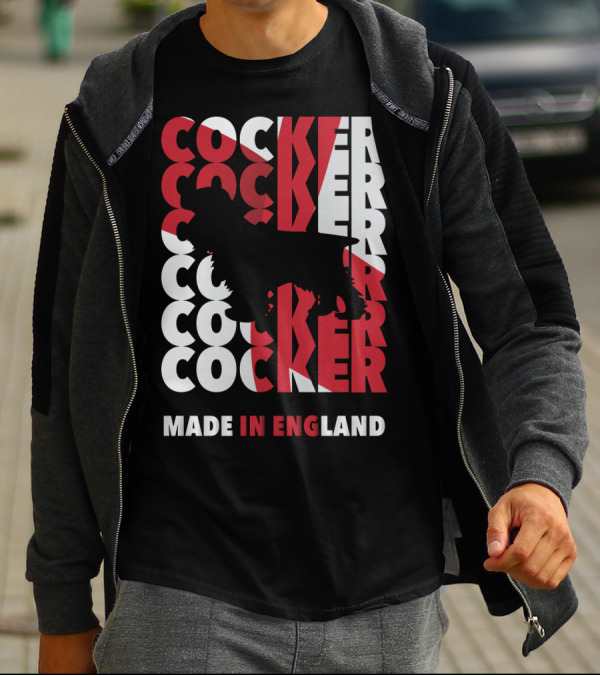 Cocker Spaniel Silhouette With Repeated Text Made In England T-Shirt