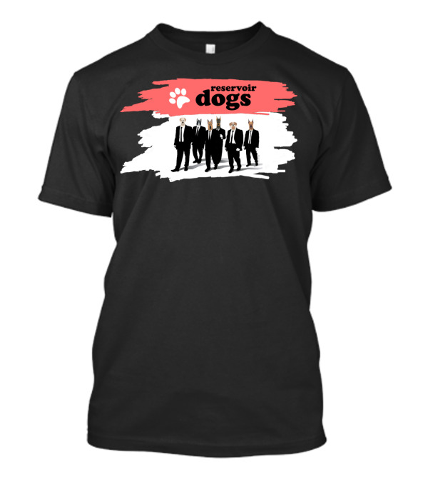 Reservoir Dogs Parody With Dog-Head Suited Figures And Paw Prints T-Shirt
