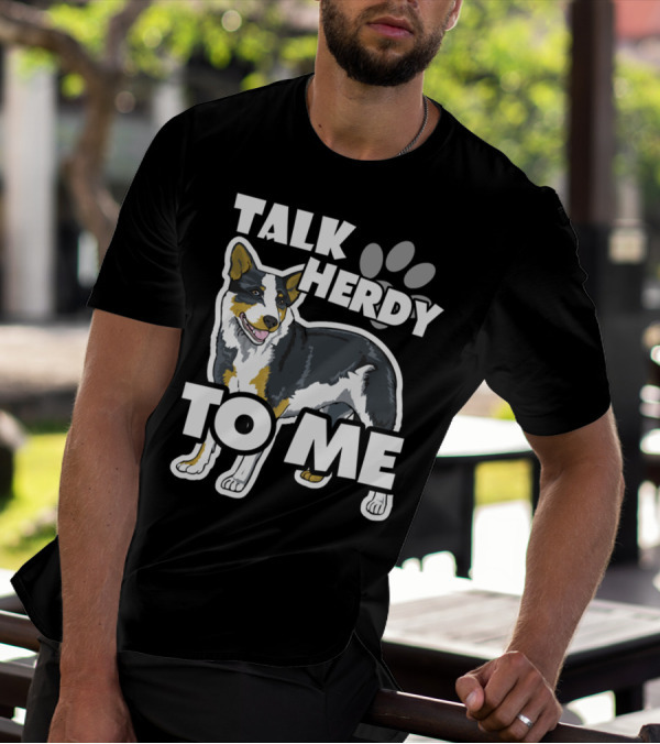 Talk Herdy To Me Australian Shepherd Dog Paw Prints T-Shirt