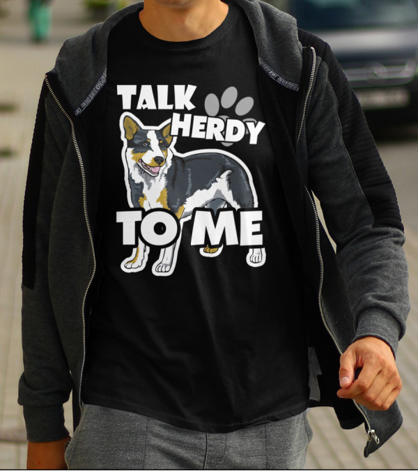 Talk Herdy To Me Australian Shepherd Dog Paw Prints T-Shirt
