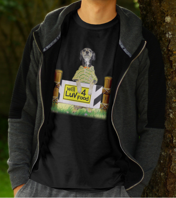 Tuinki Dog Will Luv 4 Food Funny Dog Lover Fun T-Shirt