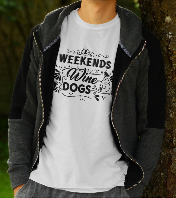 Weekends Wine Dogs Enthusiast Playful T-Shirt