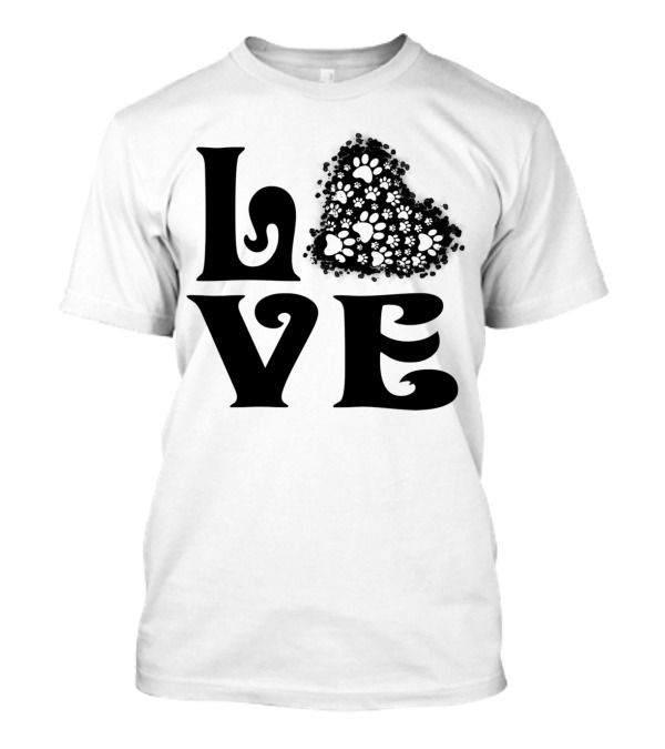 Love Heart With Paw Prints T-Shirt