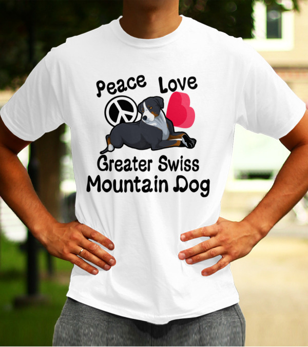 Peace Love Greater Swiss Mountain Dog With Heart And Peace T-Shirt